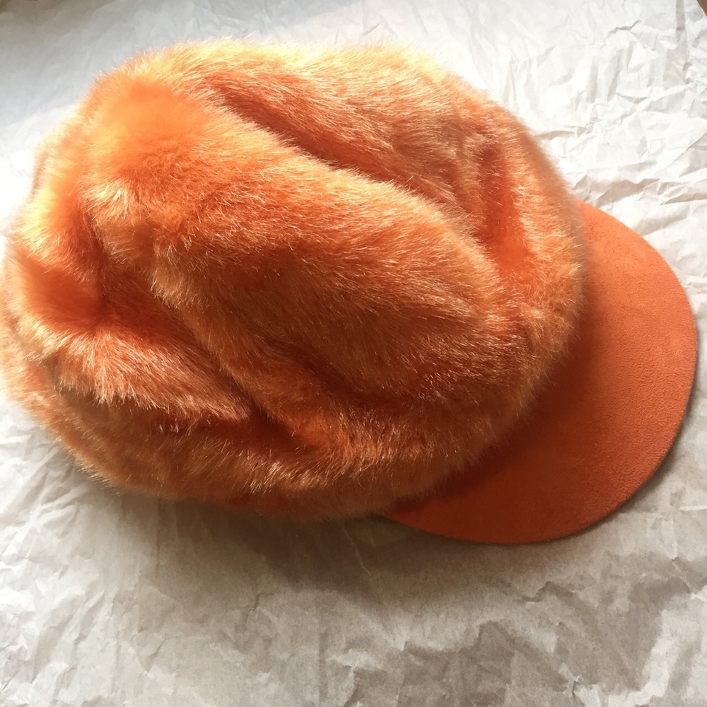 orange fur hat